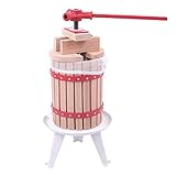QEENTOE Obstpresse Manuell Weinpresse aus Holz Spindelpresse mit Pressnetz Saftpresse Apfelpresse Fruchtpresse Granatapfelpresse Beerenpresse Rot Mechanische Presse für Wein Obst Maische - 6L
