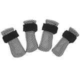 GARVALON 4 Stück Weiche Warme Katzenpfotenschuhe Kratzfest Atmungsaktiv rutschfest Verstellbar für Baden Pflege Reisen und Zuhause Schützende Haustier Schuhe