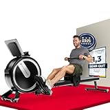Sportstech PROwer Rudergerät für Zuhause, 32 Stufen Magnetwiderstand, LED Display, Dual Slide Rail, Bluetooth App kompatibel, leise, Ganzkörpertraining, Tablethalterung, vertikal verstaubar