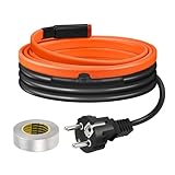 Heizkabel mit Thermostat, BDDFOTO 25 W/m Selbstregulierendes Heizband Frostschutz, Heizdraht IP65 Wasserdicht Zum Schutz von Wasserleitungen, Dachrinnen und Weidetränken, 1 m