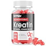 Gaelikine Creatin Monohydrat Gummibärchen 5000mg, Hochdosierte Kreatin mit Taurin, Vitamin B12 & B6, Alternative zu Kreatin Kapseln & Pulver, Vegan, Beerengeschmack
