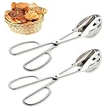 2 Pack KüChenzangen,Buffetzange Aus Edelstahl Edelstahl Salatzange Kuchenzange Grill-/Bratenzange, Rostfreier Edelstahl Lebensmittelzange Schere Kochzange Brot Lebensmittelclips Grillzange FüR Party