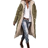 EWFAS Damen Warm Wintermäntel Reversibel Sherpa Fleece Lang Pufferjacken mit Kapuze Frauen Oberbekleidung Outdoorjacke Steppmantel