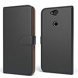 EAZY CASE Tasche für Sony Xperia XA2 Plus Schutzhülle mit Standfunktion Klapphülle im Bookstyle, Handytasche Handyhülle Flip Cover mit Magnetverschluss und Kartenfach, Kunstleder, Schwarz