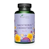 Bio Nachtkerzenöl Kapseln | mit Borretschöl kaltgepresst | Premium: Rohstoffe | Keine Gelatine | 13,5% GLA (Omega 6) | Laborgeprüft | Deutsche Produktion Vegavero