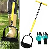 Shinybox Rasenkantenstecher 107cm mit T-Griff & Fußplatte, Professioneller Halbmond-Kantenschneider aus Rostfreiem Manganstahl, Manueller Rasenkantentrimmer für Gehwege, Beete und Gartenkanten