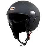 ORIGINE Motorradhelm Jethelm Rollerhelm mit Visier ECE Zertifizierung (SOLID MATT Black, L)
