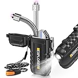 Lafagiet Elektrisches USB C Wiederaufladbares Feuerzeug mit LED-Batterieanzeige & Taschenlampe, Wasserdicht, Winddicht, 360° Flexibler Lichtbogen Feuerzeuge für Kerze, Camping