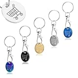 JEYORZY 5 Stück Einkaufswagenlöser, Einkaufswagenlöser Schlüsselanhänger Abziehbarer Einkaufswagenchip, Einkaufswagenschlüssel Wagenchip mit Schlüsselring für Einkaufswagen, für Einkaufswagen Öffnen