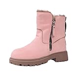 Plateau Stiefeletten Mit Seitlichem ReißVerschluss Warme Kunstlederfutter Schneestiefel für Kalte Wetterbedingungen, Winterstiefel Damen Gefüttertee Damenstiefel, Stiefel Winter Warm