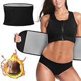 ACWOO Bauchweggürtel Herren Damen, Hula Hoop Gürtel, Waist Trimmer, Fitness Gürtel Verstellbarer, Bauchgürtel Neopren Nano Silber, Sweat Belt Waisttrainer, Rückenbandage, Sportgürtel(Schwarz)