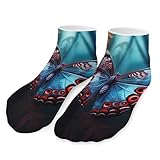 QMNVBDS Schmetterlingssocken, knöchellange Socken, lässige kurze Socken für Damen und Herren, niedrig geschnitten, Sportsocken, Laufsocken, Knöchelsocken, Sportsocken, Workout-Socken, Stil, Einheitsgr