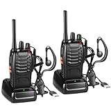 Walkie Talkies PMR446 Professionelle Funkgerät Set, 16 Kanäle Wiederaufladbares Walky Talky Set Tragbares mit Headset und USB-Ladestation für Outdoor-Sport, Baustelle(1 Paar, Schwarz)