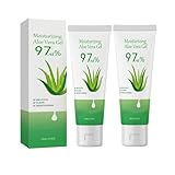 Beruhigendes Aloe Vera Gel, Natürliches Feuchtigkeitsspendend Aloe Vera Gel, Pflegende für Trockene Haut, Kühlend und Wohltuend für Gesicht und Körper, Hautpflege für alle Hauttypen (2Pc)