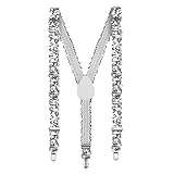 Aomig Hosenträger für Herren, Pailletten Hosenträger Herren Extra Breit 2,5 Cm mit 3 Metall Clips, Einstellbar und Elastisch Einheitsgröße für Männer und Damen (Silberne Pailletten)