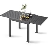 Devoko Esstisch Ausziehbar，80/160 x 75cm Gartentisch Ausziehbar, Aluminium Balkon Ausziehtisc, Gartentisch Wetterfest,ausziehbar auf 160cm, Outdoor Esstisch, Dunkelgrau