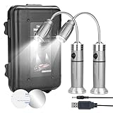 IMAGE Wiederaufladbare, ultrahelle Grillleuchte mit superhellen LED-Lichtern, flexible Schwanenhals-Grillleuchte mit Magnetfuß, vollständig einstellbar batteriebetrieben, Geschenk zum Vatertag, weiß