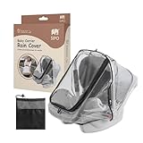 SIPO Regenschutz für Babytrage & Babyschale – Transparente EVA-Abdeckung mit Tragegriff-Öffnung, Seitliche Belüftung & Aufbewahrungstasche – Wind- & Wasserdicht – Universelle Passform 120×90 cm