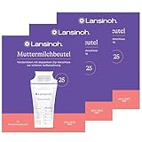 Lansinoh Muttermilchbeutel - 75 Stück - zum sicheren Aufbewahren und Einfrieren von Muttermilch - hygienisch & platzsparend