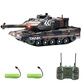 Hitish RC Panzer mit Schießfunktion für Kinder Erwachsene, 2,4G Ferngesteuerter Armee Tank Spielzeug mit Auto-Demo Sound Licht Rauch, 13-Kanal Militärfahrzeugmodell Geschenk für Jungen, Armeegrün