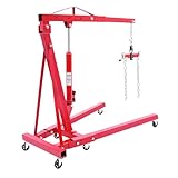 HIKUUER Motorheber Werkstattkran 2 t Klappbarer Hydraulikkran und Motorausgleicher Hebekran Schwerlastkran für Kfz-Werkstätten, Werkstätten, Lagerhäusern
