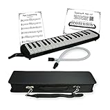 Tuyama® TMD-137 Melodica - mit Mundstück, Mundschlauch & Koffer - Grifftabelle inklusiv (37 Tasten)