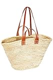 ORIGINAL Ibiza Tasche Korbtasche Strandtasche Palmera 50cm groß | Marokkanische Palmblatt Einkaufskorb Einkaufstasche geflochten XXL | Natur Shopper Umhängetasche Strohtasche für Damen und Herren