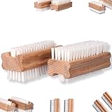 ToolSpace 2x Nagelbürste Holz Feste Starke Borsten Nagelreinigungsbürste Nail Brush Handwaschbürste Fingerbürste Schrubbbürste zum Reinigen von Dreck, Schmutz unter den Nägel Pflegebürste Handbürste