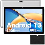 Winsing Tablet 10 Zoll Android 13 mit Etui,Tablet 6GB RAM+64GB ROM+1TB Erweiterbar,WidevineL1 2.0GHz, 5MP+8MP Kamera,1280 * 800 IPS Tablette Unterstützt WiFi, BT 5.0,Bläulich Weiß