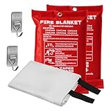 Xylota 2 Stück Feuerlöscher Löschdecke - 100 cm*100 cm Feuerlöscher Löschdecke Küche Camping, Glasfasermaterial Feuerfeste Unterlage, Für die Fettverbrennung in der Camping Küche Auto, Zuhause Usw