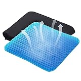 Gel-Druckentlastungskissen, Gelkissen zum Sitzen von Dekubitus, Gel-Sitzkissen mit Bezug, Gel-Druckkissen, weiches Sitzkissen für Bürostuhl, Rollstuhl, Auto (40 x 35 cm)