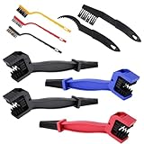 Kettenreiniger Motorrad, 9 Stück Reinigungsset, 4 Kettenbürsten in Schwarz, Rot und Blau, 2 kleine Bürsten und 3 Langstielbürsten, Ideal für Motorrad und Fahrradketten