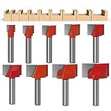 ASNOMY 8mm Schaft Bodenreinigung Fräser Set, 9 Stück Fräser Schaftfräser Schlitzfräser Set, zweischneidige Planfräser- 10/13/16/18/20/ 22/25/30/32mm