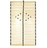 Lomadox Lattenrost 100x200 cm Federholzrahmen mit 28 leisten Mittelgurt & Verstellbarer Komfortzone, für alle Matratzen geeignet