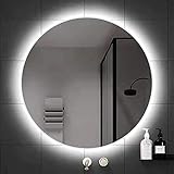 MEILISHAOMEI Runder Spiegel mit Hintergrundbeleuchtung, beleuchteter LED-Badezimmerspiegel, Kosmetikspiegel zur Wandmontage mit Beleuchtung für Hotel/Schlafzimmer/Salon, Rahmenlos