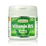 Vitamin B5 (Pantothensäure), 100 mg, hochdosiert, 180 Tabletten, vegan - trägt zur Verringerung von Müdigkeit und einer normalen Funktion des Energiestoffwechsels bei. OHNE künstliche Zusätze.