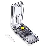 GeekerChip Tablettenteiler,pillenteiler,medikamententeiler,für Große und Kleine Tabletten,Medikamententeiler mit Aufbewahrungsfach,teilt Pillen exakt (Schwarz)
