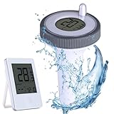 HJRUIUA Funk Thermometer für Pool, Poolthermometer, Schwimmend Thermometer, digitalem Innentemperatur Empfänger, Reichweite bis zu 60M, Aquarium, Whirlpools, Spa, Fischteich, außenpool