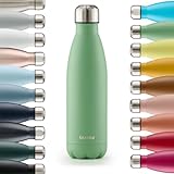 Blumtal® Trinkflasche Edelstahl Charles - Thermosflasche 500 ml - BPA-freie Thermo Trinkflasche kalt&warm - auslaufsichere Trinkflasche Metall 500 ml - Thermos Trinkflasche - Summer Green - Grün