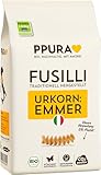 PPURA Bio Fusilli Emmer Pasta 500 g, 100% natürliche Spiralnudeln aus dem Urkorn Emmer, Made in Italy - italienische Nudeln ohne Zusatz-, Farb- oder Konservierungsstoffe
