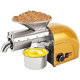 ZenSeFarin Ölpresse 1250W 50-300 °C Öl Pressmaschine Elektrische Ölmühle Automatische Heißprsse Extraktor Walnüsse Erdnüsse Kaltpresse Ölpressmaschine Edelstahl Saatöl Extraktor,220V