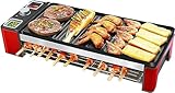 Tragbarer elektrischer Grill mit Antihaftbeschichtung, zweistöckiger Elektrogrill, 1200 W, mit Grillnetz-Backgeschirr und zwei Gewürzdosen, für 5–7 Personen