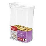 Emsa 514552 Vorratsdose Optima | Schüttdose mit Schiebedeckel | 2,2 L | Rechteckig | 100 % keimfrei | Frische-Dichtung | 100 % Sicher | Weiß/ Transparent, 16 x 9,9 x 23,8 cm