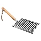 HIAKDOFT Edelstahl Grillrost mit Holzgriff Sausageroller für Gleichmäßiges Grillen Bbq Stand für Camping und Outdoor Praktischer und Robuster Hot Dog Halter für Bratwurst und