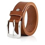 LINDENMANN Leder-Gürtel Herren 40 mm breit, Gürtel Herren Vollrindleder cognac, Größe/Size:105, Farbe/Color:braun