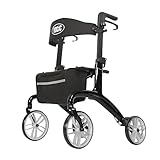 VOCIC Carbon Rollator Faltbar und leicht mit Sitz - Super leicht 6,4kg | Indoor&Outdoor Rollatoren Klappbar für Senioren mit Rückengurt & Netztasche | leicht verstauen | 5 Jahre Support | Tiefschwarz