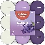 Bolsius - 18 Duft theelichter - Lavendel - Brenndauer von 3,5 Stunden - Durchmesser 38 mm – Natürliche Extrakte – Enthält Veganes Wachs – Ohne Palmöl, Lavandel, Lavender