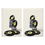 Vinyl-Schallplatten und Klebebänder, bedruckte Reisepasshülle für Reisepass, Kartenschutz, Brieftaschen-Hülle, RFID-blockierend, Leder-Kartenetui für Damen und Herren, Vinyl-Schallplatten und,