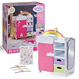 Baby Born Regenbogenschrank - Aufbewahrung für Puppenkleidung - Mit leuchtendem Regenbogen & fröhlichen Sounds - Hochwertiges Puppen Zubehör inkl. Schuhbladen, Kleiderbügel & Stickern