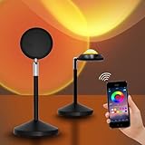 PANAMALAR RGB Sonnenuntergang Licht, Sunset Lampe Bluetooth 16million Farbe mit Timer/180°/Musik Sync Sunset Projektionlampe für Fotografie,Selfie,Wohnzimmer-Dekoration, APP Control